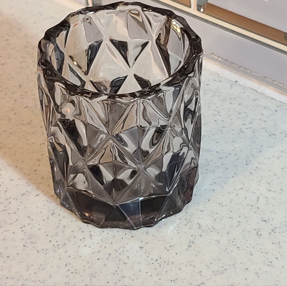 Vintage Smoky Glass Candle Holder